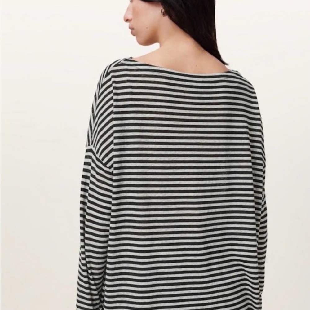 All Saints Black and White Striped Long Sleeve Top|Loose Fit|The Rita|Size Small - Picture 5 of 9